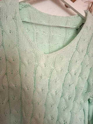 Jersey verde punto trenzado talla única