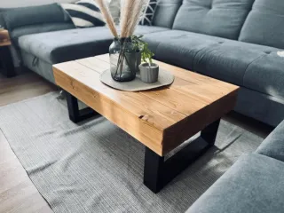 Mesa centro madera artesanal, estilo rustico