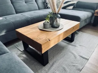 Mesa centro madera artesanal, estilo rustico