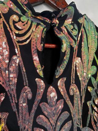 Vestido fiesta lentejuelas negro multicolor