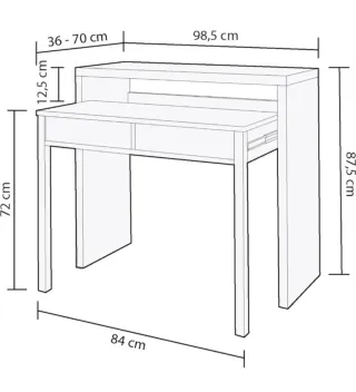 Escritorio extensible y espejo