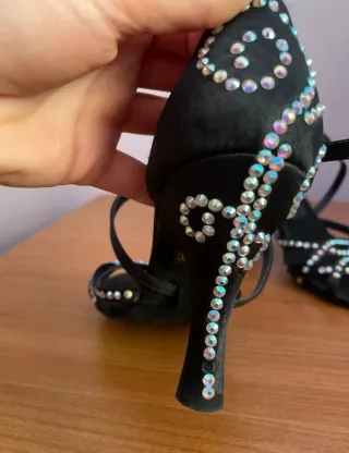 Zapatos de baile Reina negros con pedrería