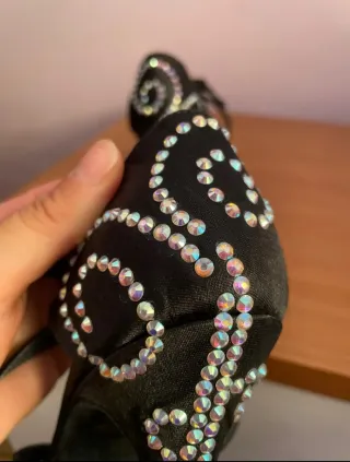 Zapatos de baile Reina negros con pedrería