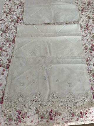 Sabanas de hilo con blonda 200 ancho x250 largo