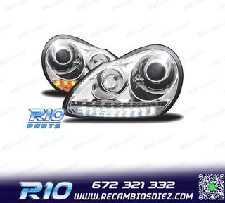 FAROS PARA PORSCHE CAYENNE 03-07 LUZ DIURNA XENON FONDO CROM