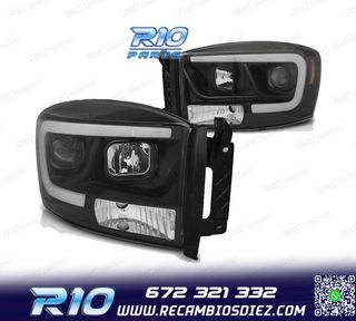 FAROS PARA DODGE RAM 06-08 LUZ DIURNA LED NEGRO