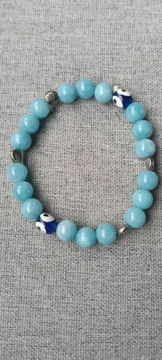 Pulsera piedras naturales calcedonia azul