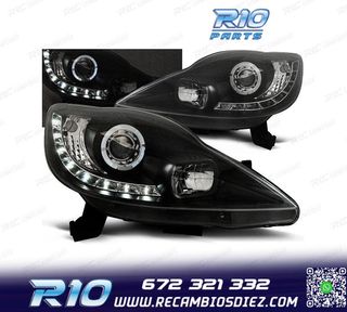 FAROS PEUGEOT 107 05-12 LUZ DIURNA FONDO NEGRO