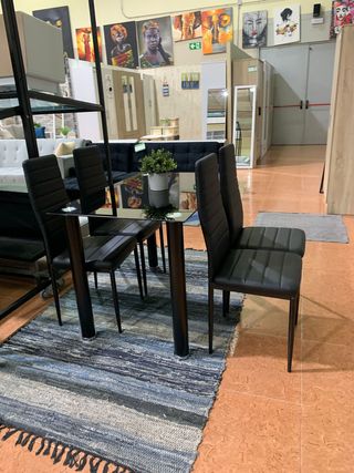 Comedor cristal + 4 sillas dt-18
