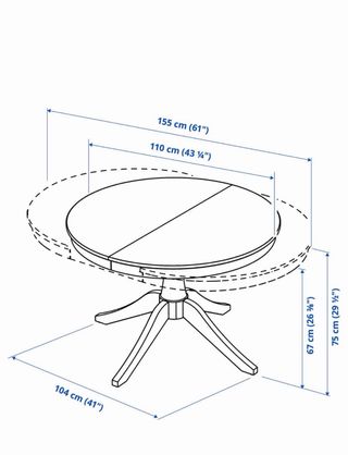 ROSENTORP Mesa extensible redonda Ikea negra.