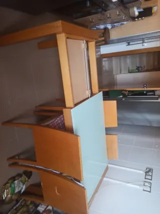 Mesa de cocina extensible madera y cristal