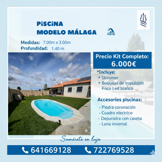 Piscina de poliéster Modelo Málaga 7.00x3.00m