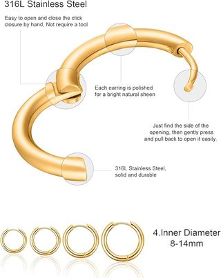 Pendientes Aro Acero Inoxidable Hipoalergénico
