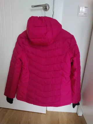 Chaqueta esqui acolchada rosa con capucha
