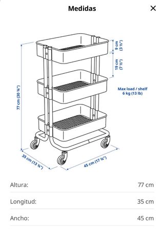 Carrito auxiliar 3 bandejas + tapa bambú