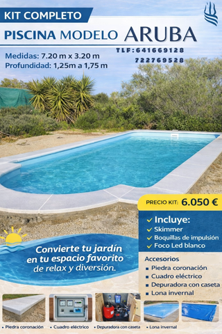 Piscina de Poliéster Aruba 7.20m x 3.20m
