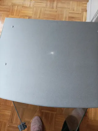 Mueble TV cristal y metal gris