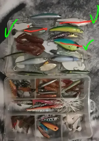 Caja de señuelos de pesca spinning