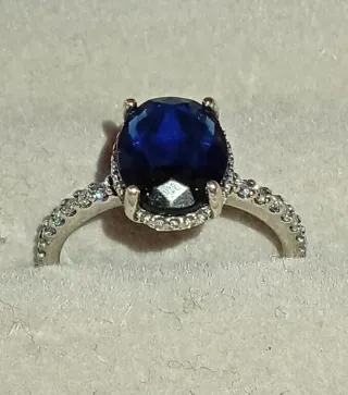 Anillo Plata Ley 925 Zafiro Azul