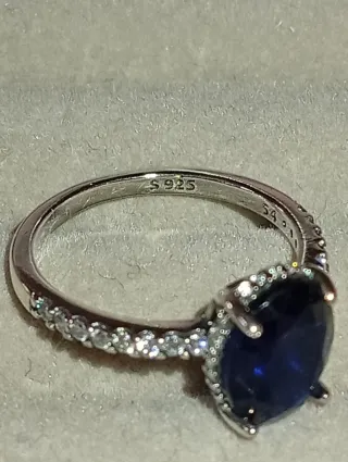 Anillo Plata Ley 925 Zafiro Azul