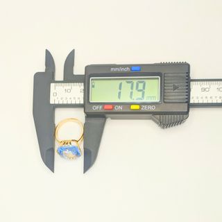 Anillo Oro 18k Solitario Azul T-12