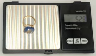 Anillo Oro 18k Solitario Azul T-12