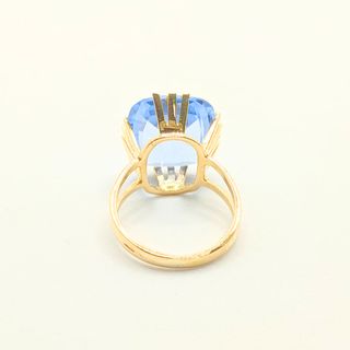Anillo Oro 18k Solitario Azul T-12