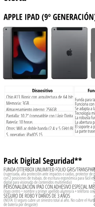 Apple iPad 9ª Gen 256GB Gris