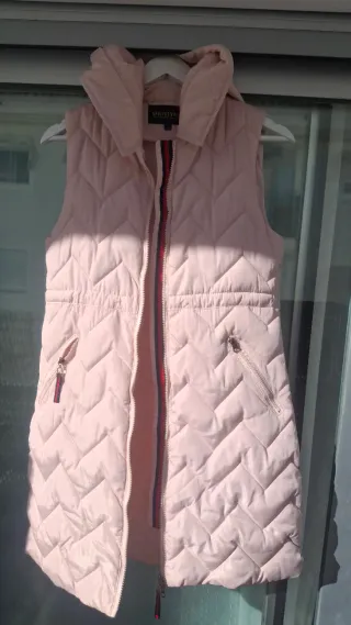 Chaleco Acolchado Rosa Capucha Talla L
