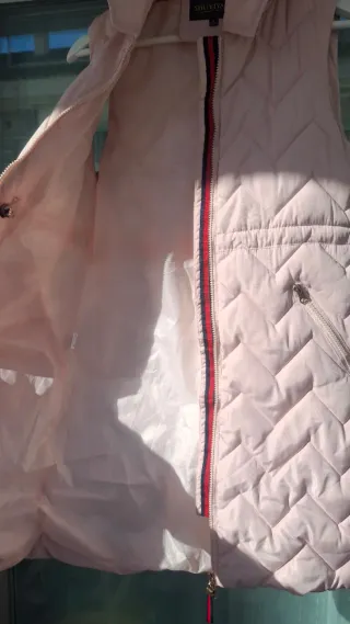 Chaleco Acolchado Rosa Capucha Talla L