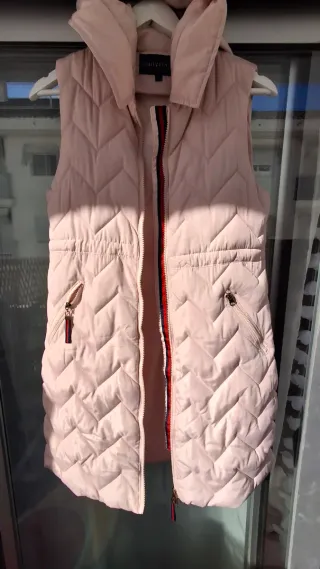 Chaleco Acolchado Rosa Capucha Talla L