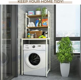 Estantería para lavadora de madera y metal