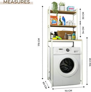 Estantería para lavadora de madera y metal