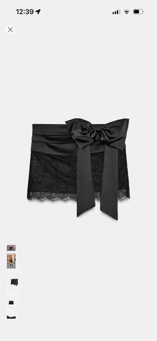 Falda Zara encaje lazo satén