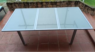 Tavolo da giardino allungabile in vetro + 4 sedie (set)