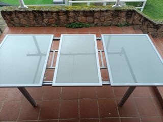 Tavolo da giardino allungabile in vetro + 4 sedie (set)