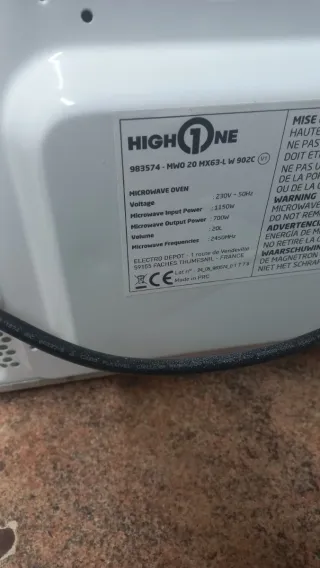 Microondas HIGH ONE blanco