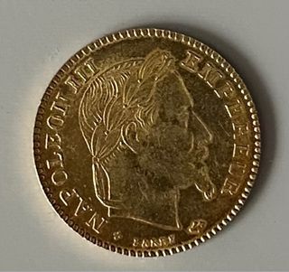 Moneda Oro 10 Francos Napoleón III 1868.