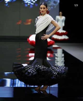 Traje Flamenca Diseño Único Negro/Blanco
