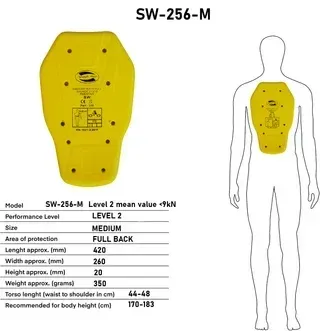 Espaldera Moto Nivel 2, Homologada CE + UK 42cm M