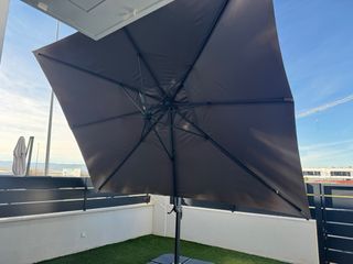 Sombrilla de patio 4x3m beige/gris