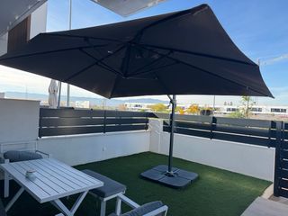 Sombrilla de patio 4x3m beige/gris