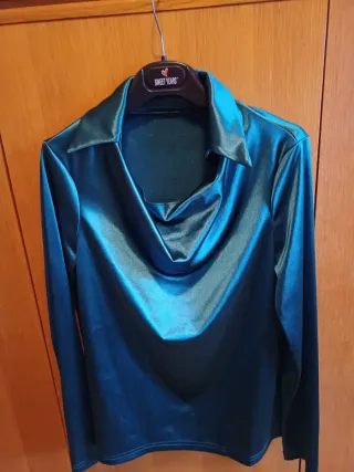 Camicia raso verde brillante Sweet Years