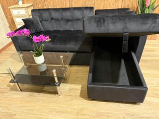 Sofá Cama Negro con Almacenamiento