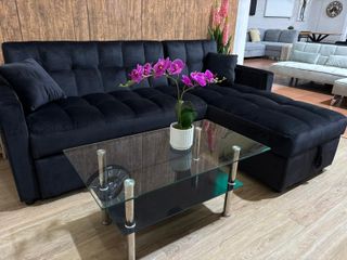 Sofá Cama Negro con Almacenamiento