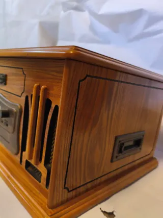 Tocadiscos, CD, Cassette, disco, estilo  Madera