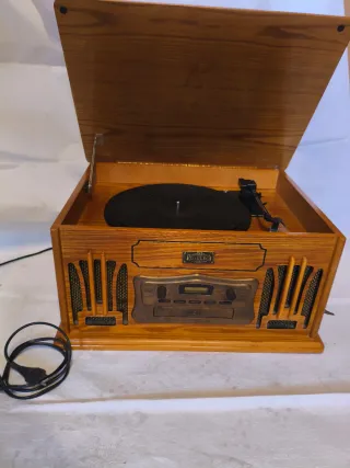 Tocadiscos, CD, Cassette, disco, estilo  Madera