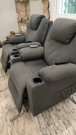 2 Sillones de lujo Relax Gris Oscuro