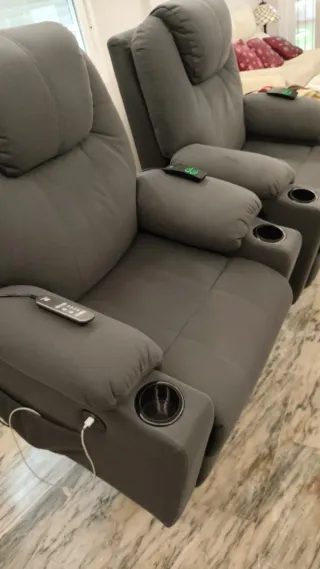 2 Sillones de lujo Relax Gris Oscuro