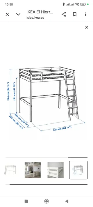 Cama alta de madera Ikea Medidas en las fotos